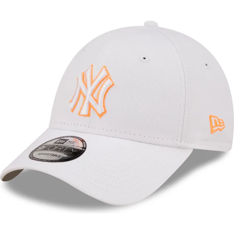 kasketter-buet-hvid-justerbar-rem-9forty-neon-outline-fra-new-york-yankees-mlb-af-new-era