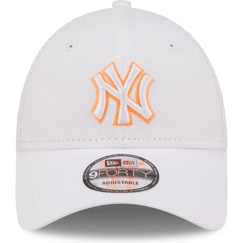 kasketter-buet-hvid-justerbar-rem-9forty-neon-outline-fra-new-york-yankees-mlb-af-new-era