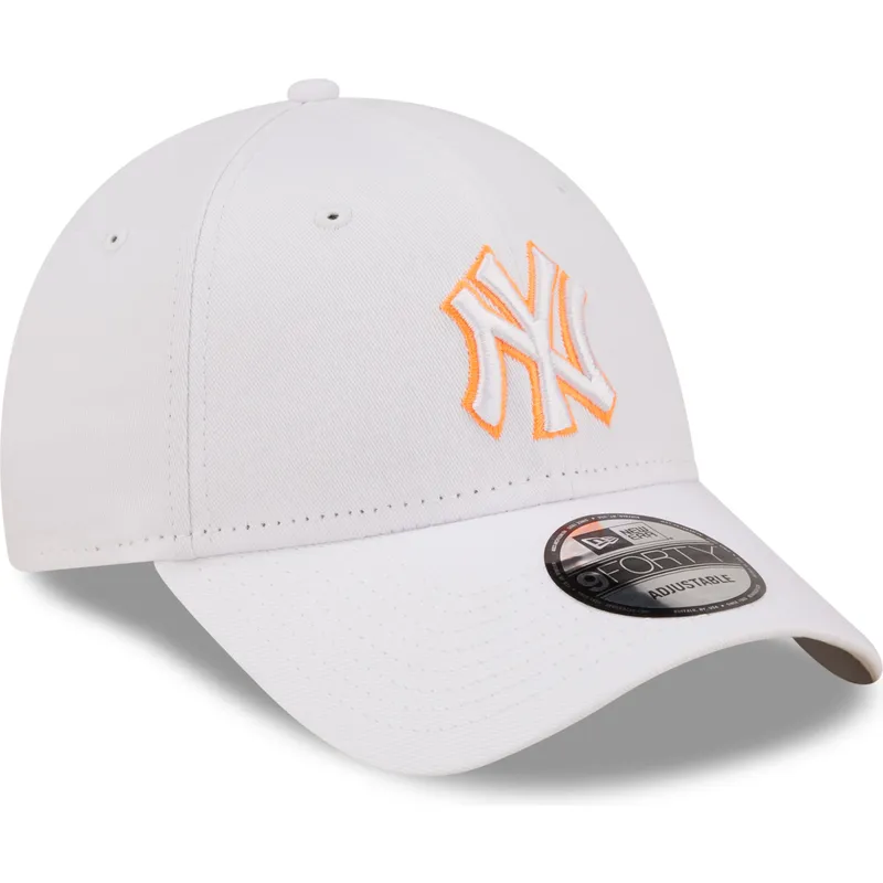 kasketter-buet-hvid-justerbar-rem-9forty-neon-outline-fra-new-york-yankees-mlb-af-new-era