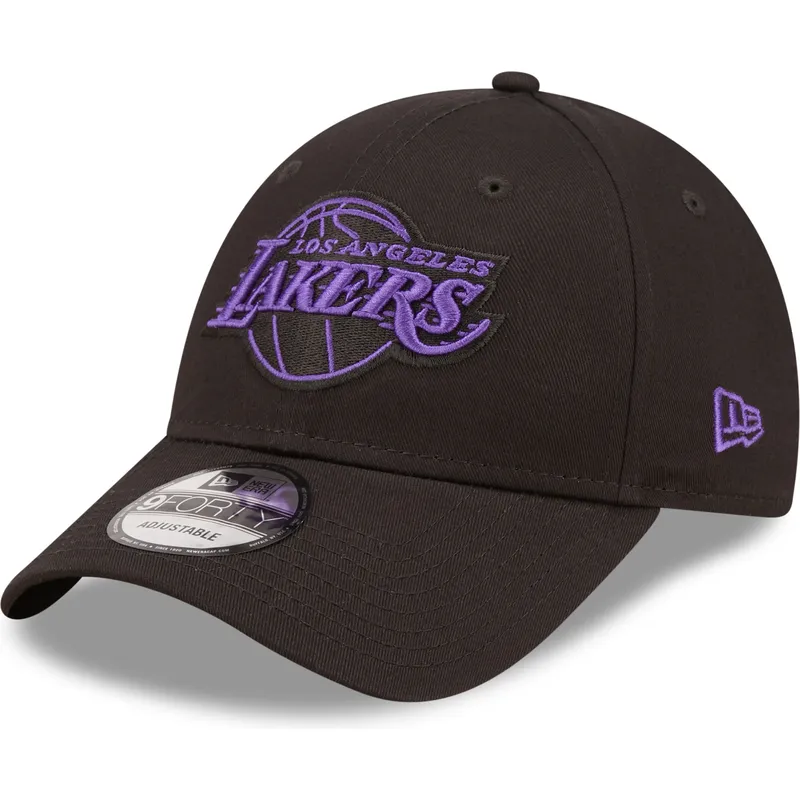 kasketter-buet-sort-justerbar-rem-9forty-neon-outline-fra-los-angeles-lakers-nba-af-new-era