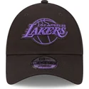 new-era-los-angeles-lakers-nba-9forty-neon-outline-sort-justerbar-cap-med-bojning-og-lilla-logo
