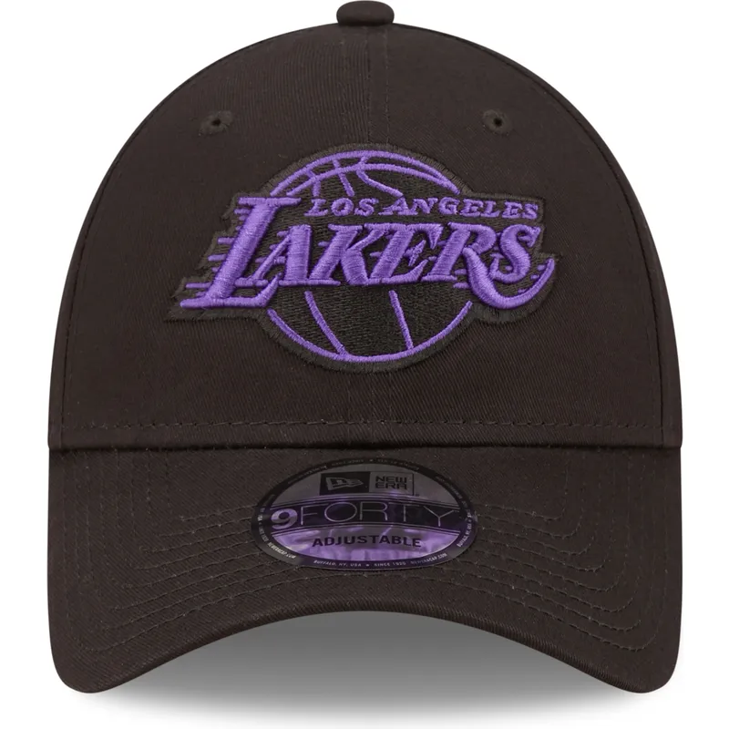 kasketter-buet-sort-justerbar-rem-9forty-neon-outline-fra-los-angeles-lakers-nba-af-new-era