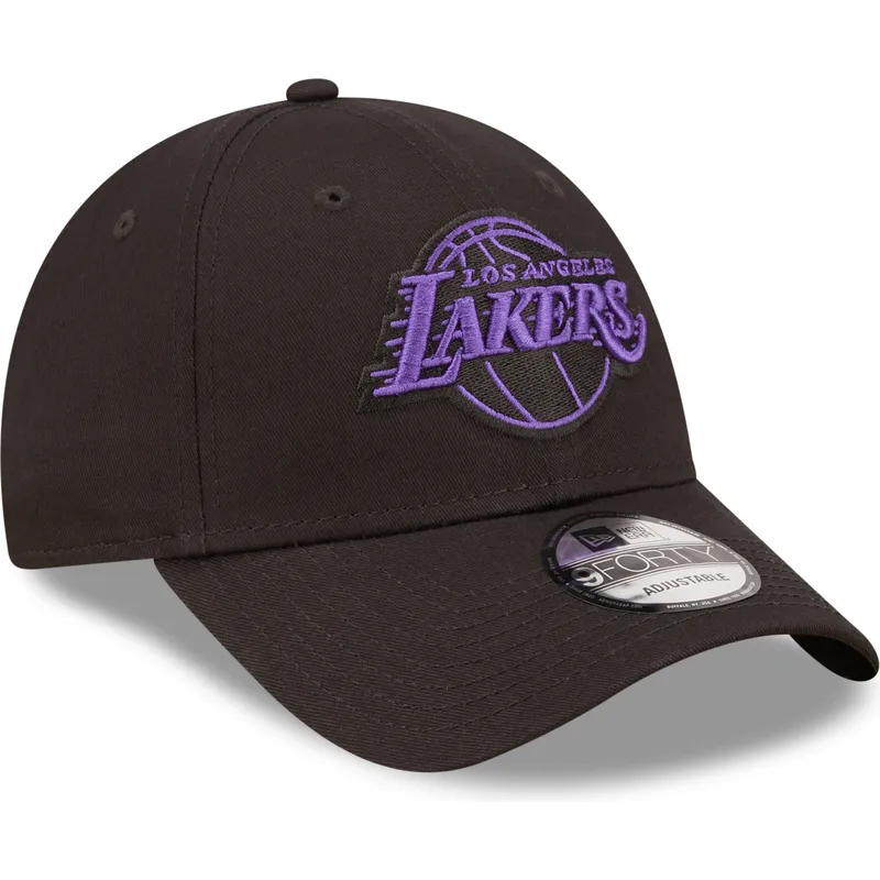 kasketter-buet-sort-justerbar-rem-9forty-neon-outline-fra-los-angeles-lakers-nba-af-new-era