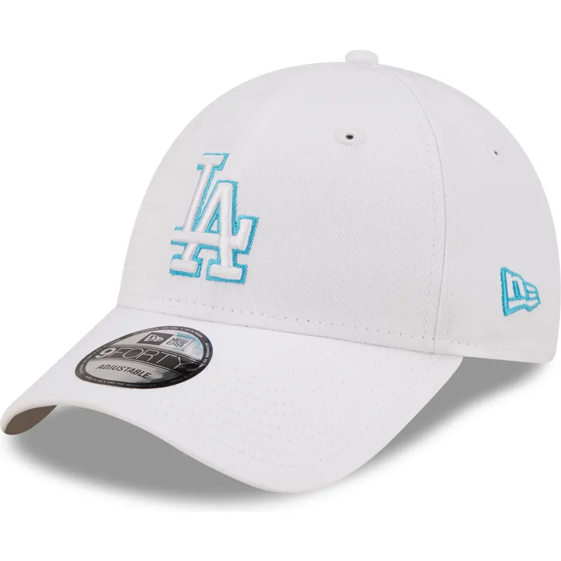 kasketter-buet-hvid-justerbar-rem-9forty-neon-outline-fra-los-angeles-dodgers-mlb-af-new-era