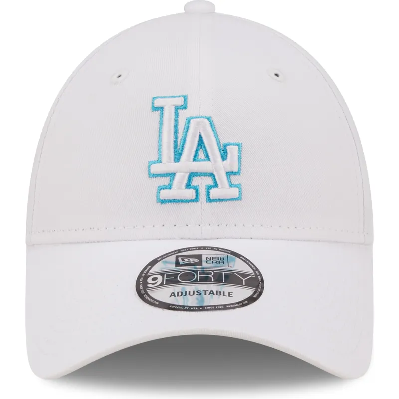 kasketter-buet-hvid-justerbar-rem-9forty-neon-outline-fra-los-angeles-dodgers-mlb-af-new-era