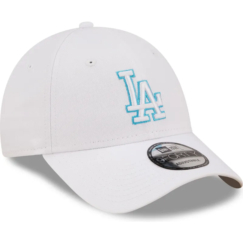 kasketter-buet-hvid-justerbar-rem-9forty-neon-outline-fra-los-angeles-dodgers-mlb-af-new-era