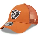 las-vegas-raiders-nfl-new-era-justerbar-orange-a-frame-home-field-trucker-kasket