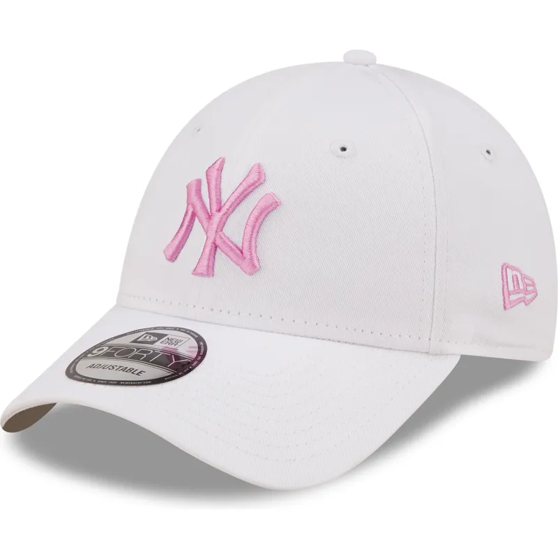 kasketter-buet-hvid-justerbar-rem-rosa-9forty-league-essential-fra-new-york-yankees-mlb-af-new-era