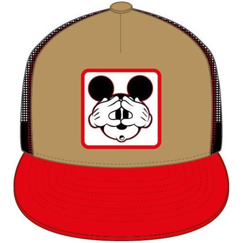 capslab-flat-brim-mickey-mouse-casf-mo4-disney-brown-and-red-trucker-hat