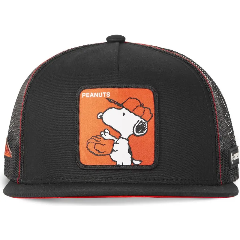kasketter-flad-sort-snapback-snoopy-jordnodder-af-capslab