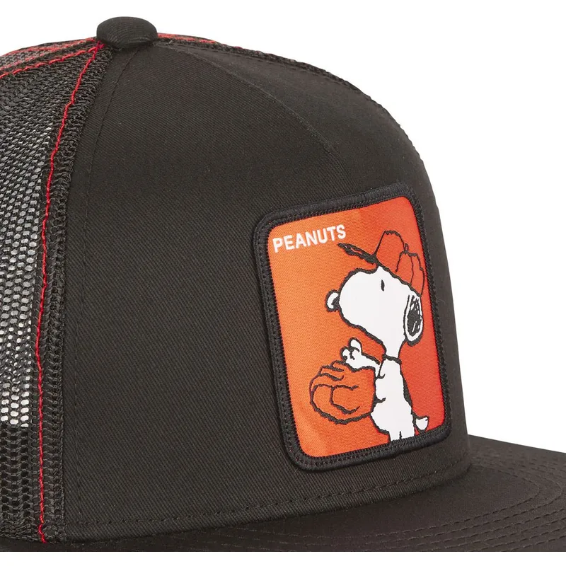 kasketter-flad-sort-snapback-snoopy-jordnodder-af-capslab