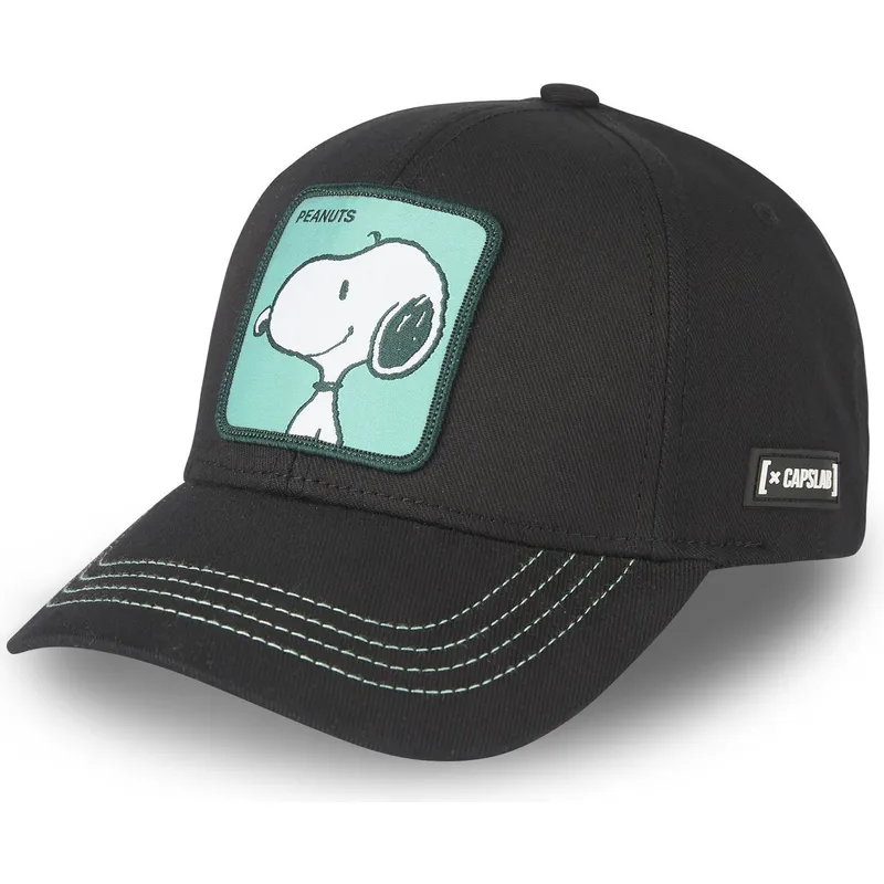 sort-snapback-kasket-med-buet-skygge-snoopy-nu1-peanuts-fra-capslab