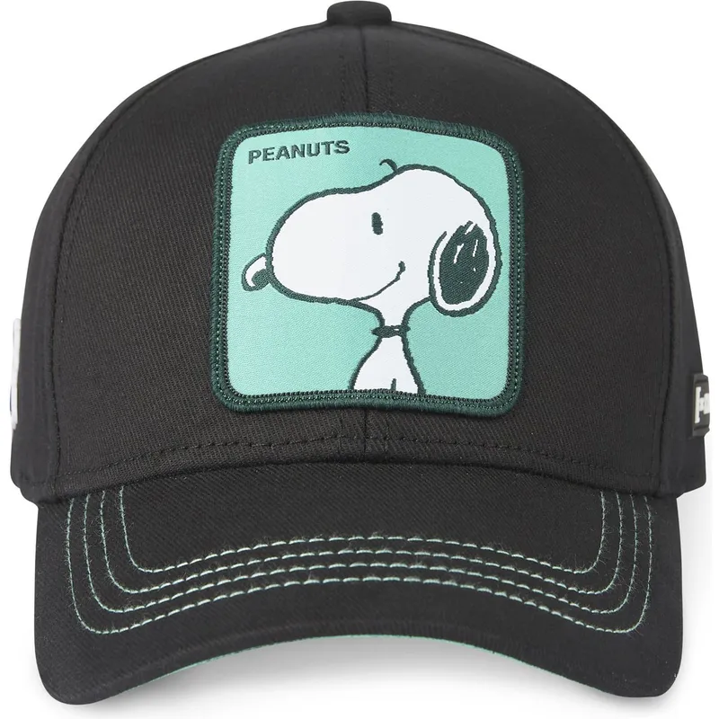sort-snapback-kasket-med-buet-skygge-snoopy-nu1-peanuts-fra-capslab