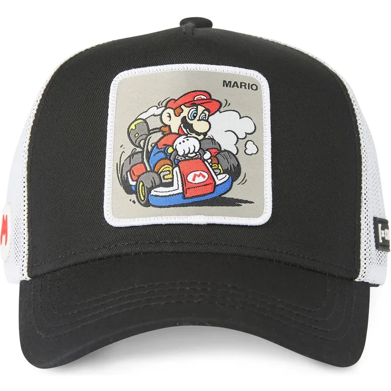 trucker-kasket-sort-og-hvid-mario-kart-dri2-super-mario-bros-fra-capslab
