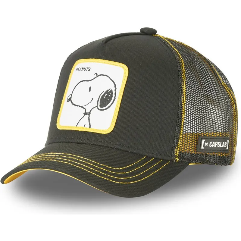 kasketter-buet-sort-snapback-snoopy-jordnodder-af-capslab