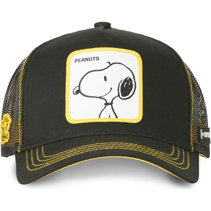 kasketter-buet-sort-snapback-snoopy-jordnodder-af-capslab