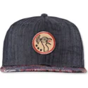 flad-sort-snapback-kasket-peacock-linen-rev-fra-djinns