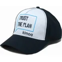 hvid-og-marinebla-justerbar-kasket-med-buet-skygge-trust-the-plan-fra-kimoa