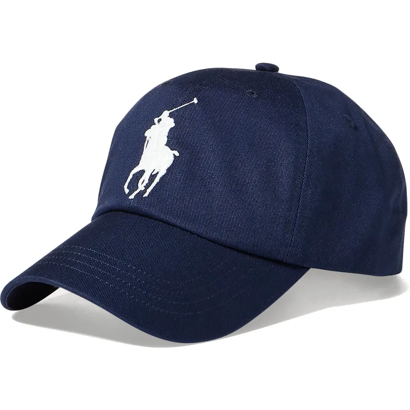 justerbar-marinebla-buet-kasket-med-hvidt-big-pony-chino-classic-sport-logo-fra-polo-ralph-lauren