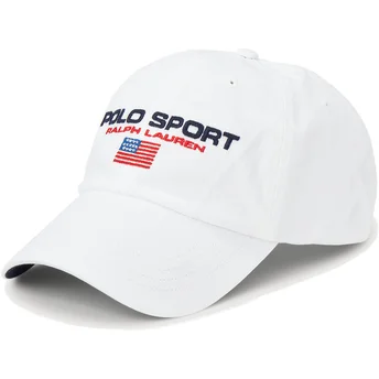 Polo Ralph Lauren Curved Brim Polo Sport Twill White Adjustable Cap