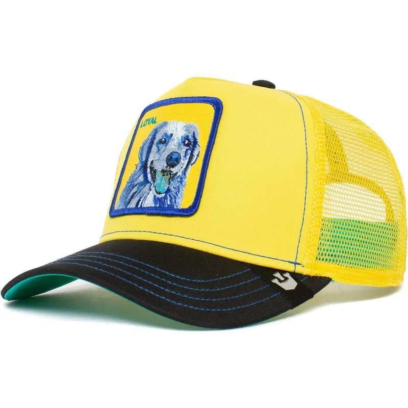 trucker-kasket-gul-og-sort-labrador-retriever-hund-loyal-doggy-trip-the-farm-fra-goorin-bros