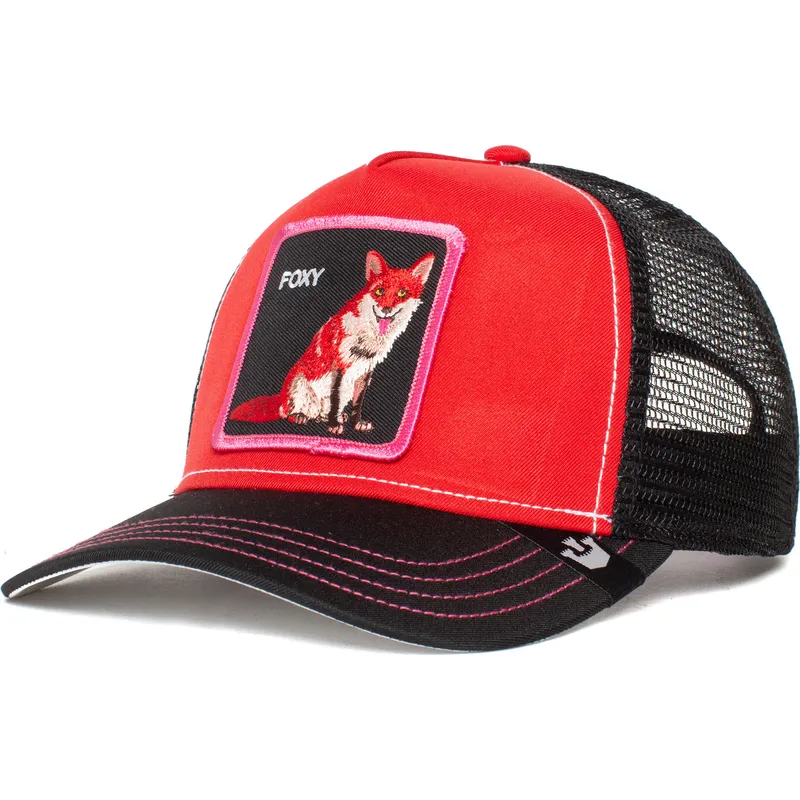 trucker-kasket-rod-og-sort-raev-foxy-fox-trip-the-farm-fra-goorin-bros