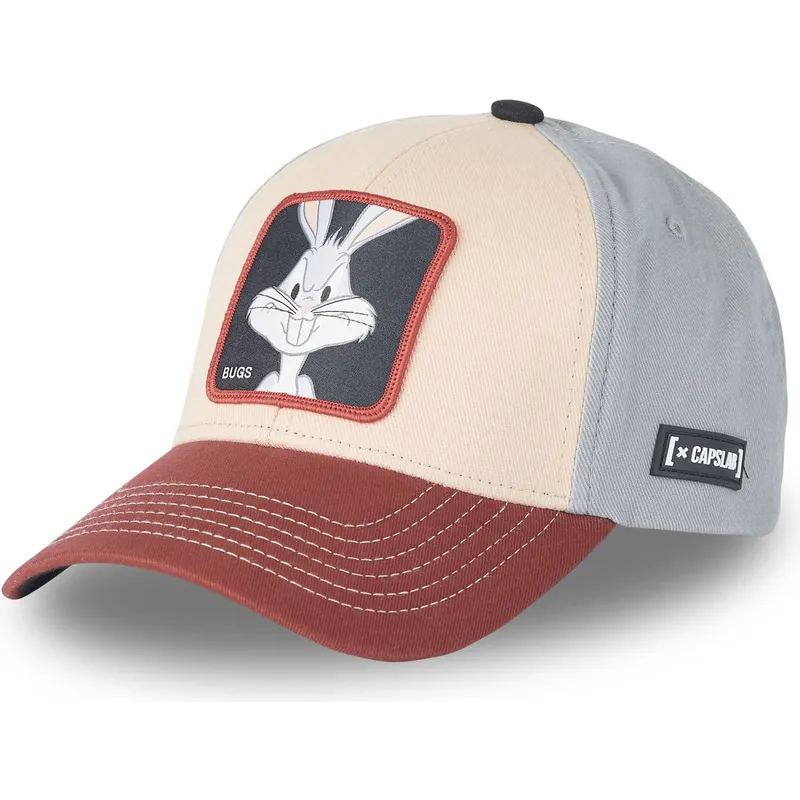 buet-kasket-beige-marinebla-og-rod-snapback-bugs-bunny-bu6-looney-tunes-fra-capslab