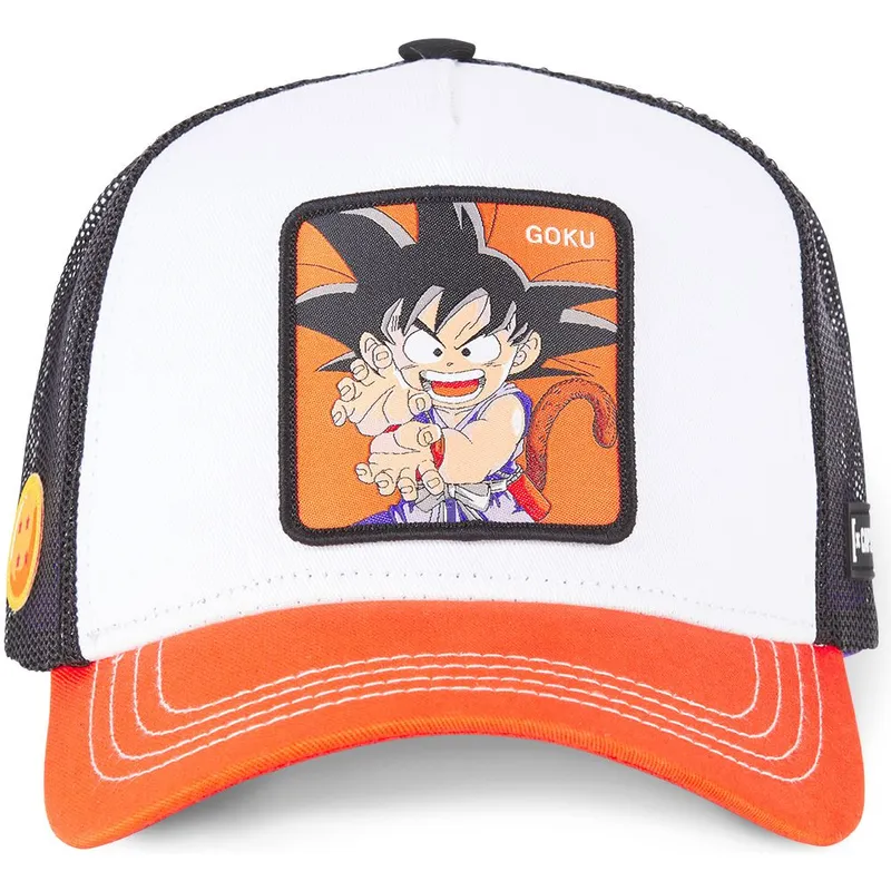 hvid-sort-og-orange-trucker-kasket-son-goku-barn-db3-gok2-dragon-ball-fra-capslab