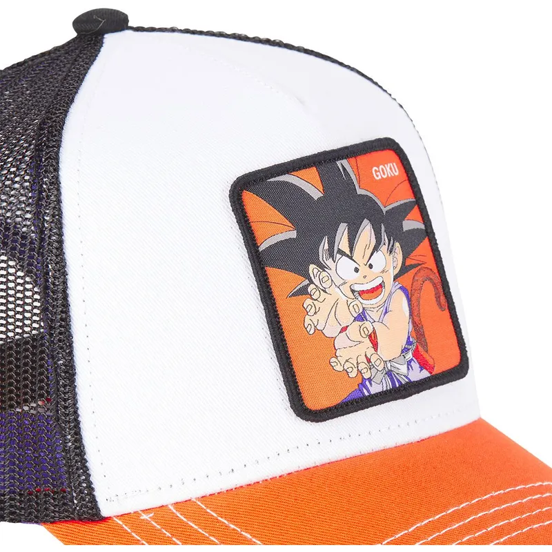 hvid-sort-og-orange-trucker-kasket-son-goku-barn-db3-gok2-dragon-ball-fra-capslab