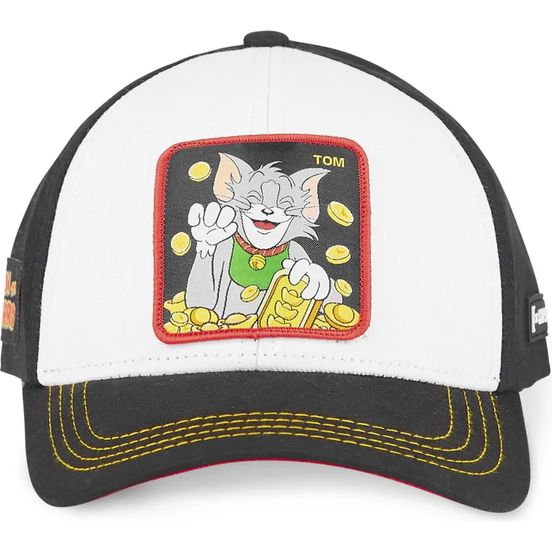 hvid-og-sort-buet-snapback-kasket-tom-t12-looney-tunes-fra-capslab