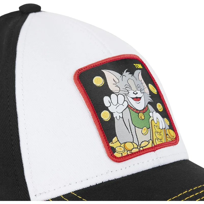 hvid-og-sort-buet-snapback-kasket-tom-t12-looney-tunes-fra-capslab
