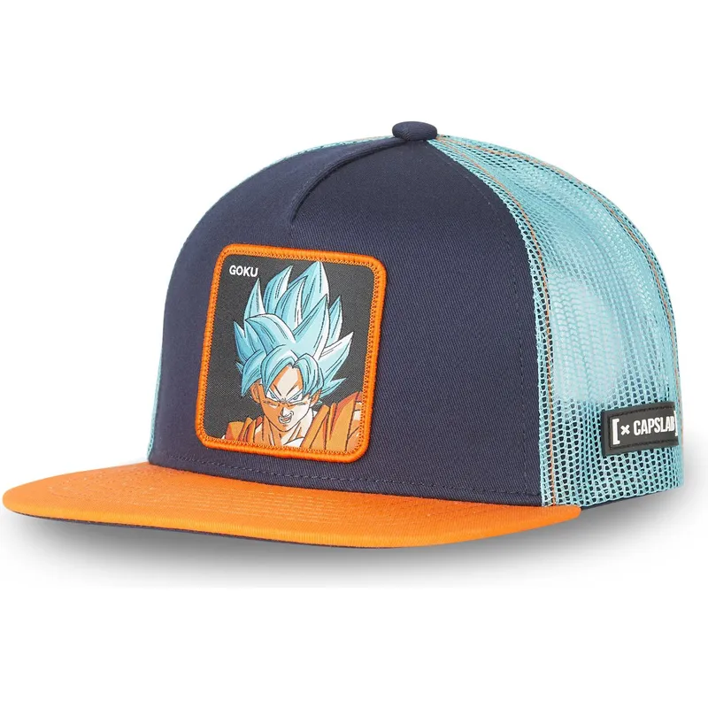 flad-trucker-kasket-marinebla-og-orange-son-goku-super-saiyan-blue-sa2-dragon-ball-fra-capslab