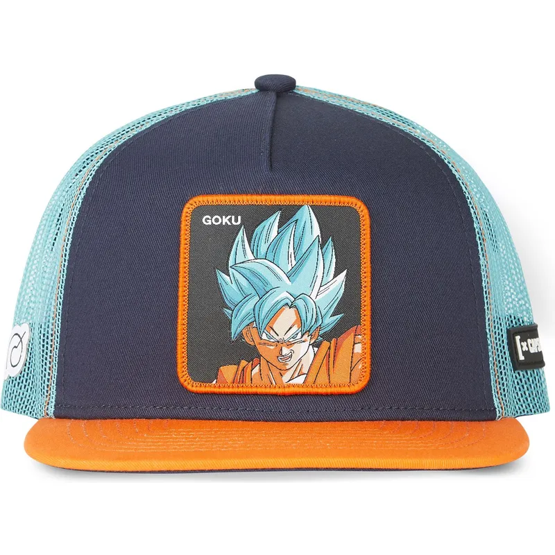 flad-trucker-kasket-marinebla-og-orange-son-goku-super-saiyan-blue-sa2-dragon-ball-fra-capslab