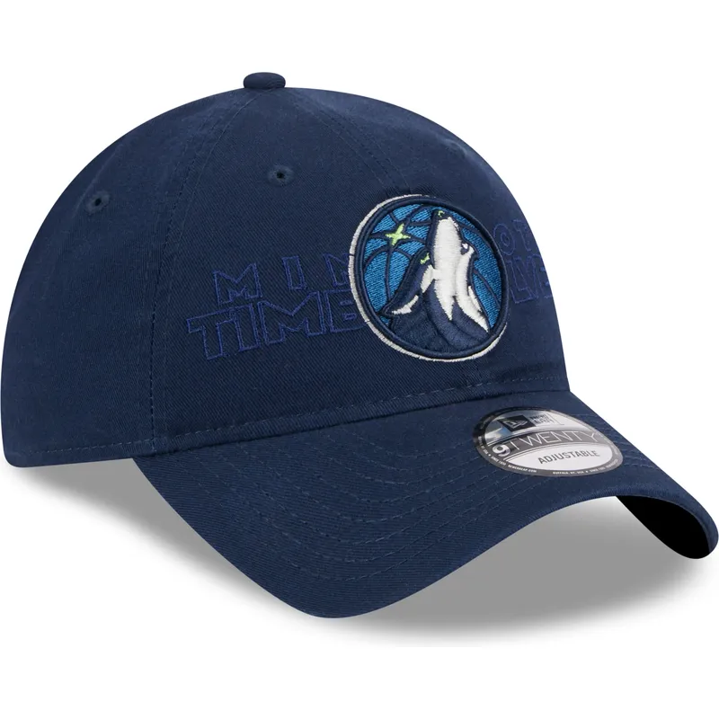 justerbar-marinebla-kurvet-kasket-9twenty-draft-edition-2023-fra-minnesota-timberwolves-nba-fra-new-era
