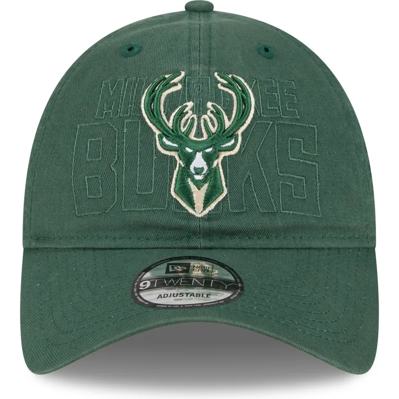 gron-justerbar-kurvet-kasket-9twenty-draft-edition-2023-fra-milwaukee-bucks-nba-fra-new-era