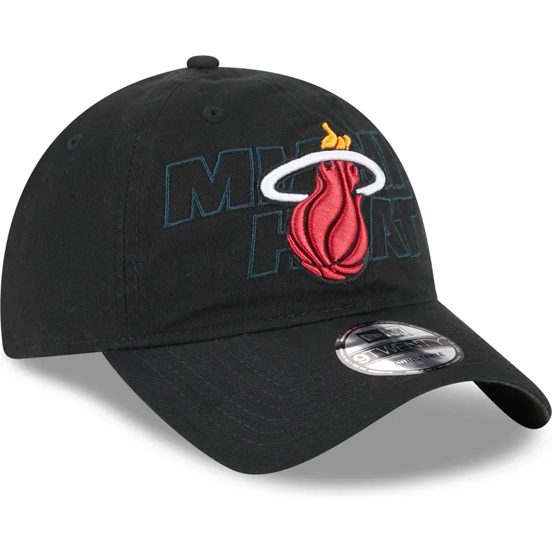 sort-justerbar-kurvet-kasket-9twenty-draft-edition-2023-fra-miami-heat-nba-fra-new-era