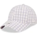 lyslilla-buet-kasket-justerbar-til-kvinder-9twenty-gingham-fra-new-york-yankees-mlb-fra-new-era