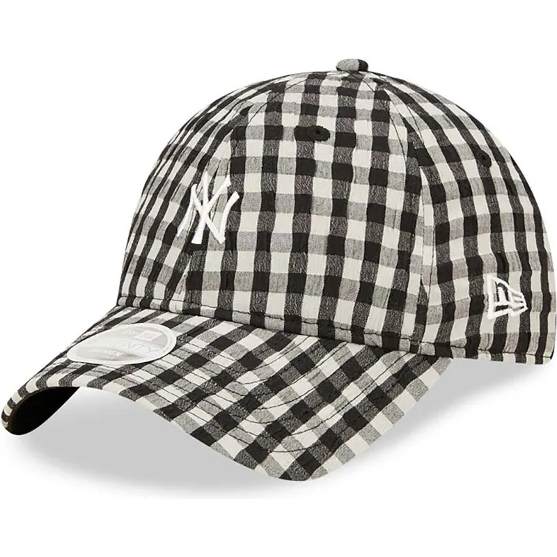 kasketter-buet-sort-justerbar-rem-9twenty-gingham-fra-new-york-yankees-mlb-af-new-era kasketter-buet-sort-justerbar-rem-9twenty-gingham-fra-new-york-yankees-mlb-af-new-era