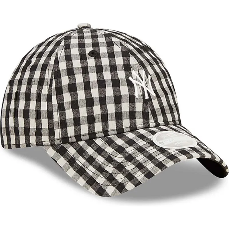 kasketter-buet-sort-justerbar-rem-9twenty-gingham-fra-new-york-yankees-mlb-af-new-era kasketter-buet-sort-justerbar-rem-9twenty-gingham-fra-new-york-yankees-mlb-af-new-era