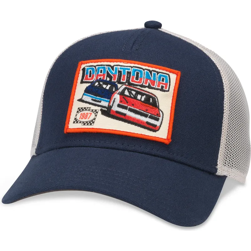 marinebla-og-hvid-snapback-trucker-kasket-daytona-international-speedway-valin-fra-american-needle