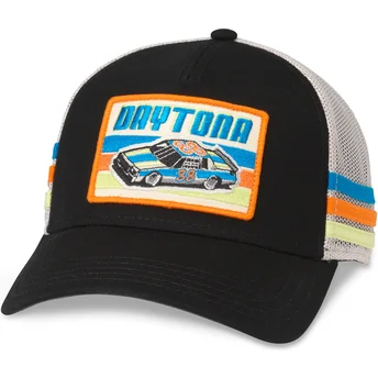 Trucker kasket sort og hvid snapback Daytona International Speedway Tri Color fra American Needle