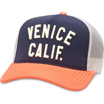 Marineblå, hvid og orange trucker snapback kasket Venice Beach California Riptide Valin fra American Needle