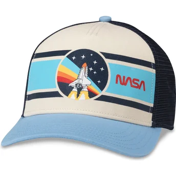 Gorra trucker beige, marineblå og lyseblå snapback NASA Sinclair fra American Needle