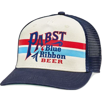 Beige og marineblå trucker kasket snapback Pabst Blue Ribbon Sinclair fra American Needle