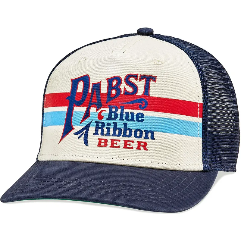 gorra-trucker-beige-og-marinebla-snapback-pabst-blue-ribbon-sinclair-fra-american-needle