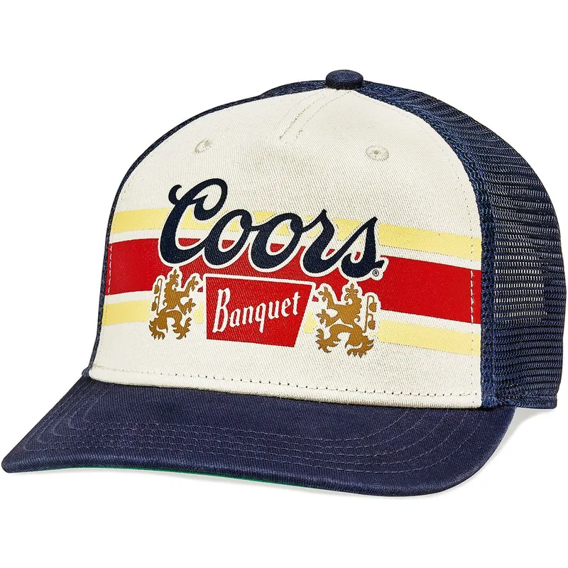 gorra-trucker-beige-og-marinebla-snapback-coors-banquet-sinclair-fra-american-needle