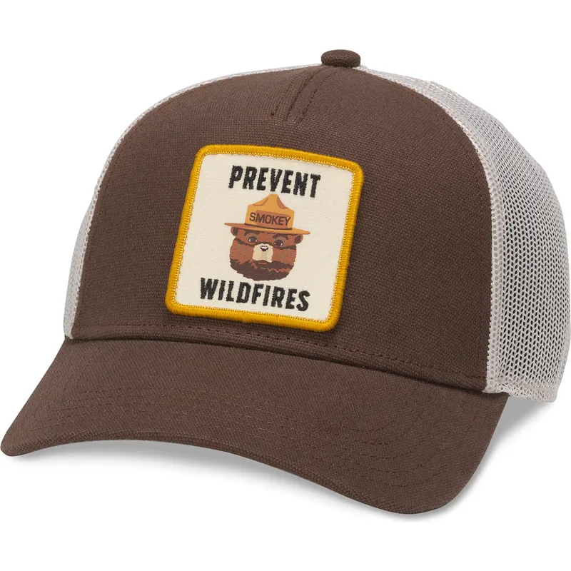 trucker-kasket-brun-og-hvid-snapback-smokey-bear-valin-fra-american-needle