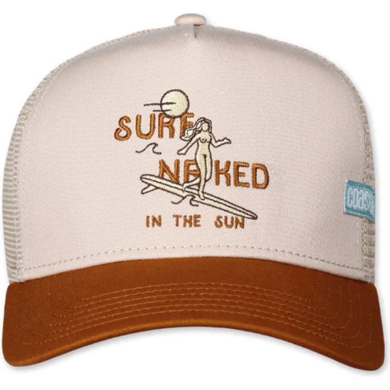 trucker-kasket-beige-og-brun-surf-naked-in-the-sun-iii-hft-fra-coastal