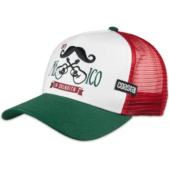 Hvid, rød og grøn Mexican Mustache HFT trucker-kasket fra Coastal