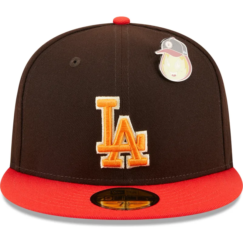 flad-brun-og-rod-justeret-59fifty-the-elements-fire-pin-kasket-fra-los-angeles-dodgers-mlb-af-new-era